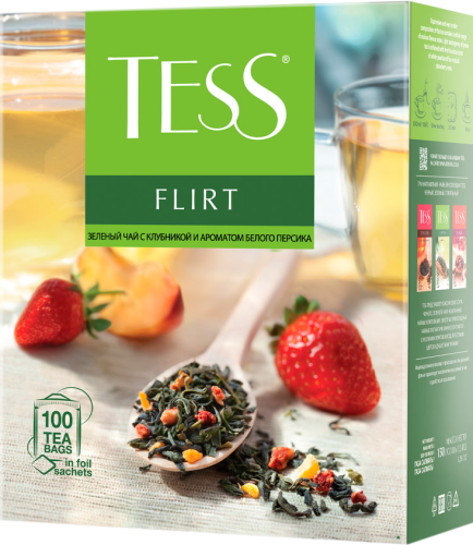 

Чай зеленый Tess Flirt с клубникой и ароматом белого персика 100х1.5 г