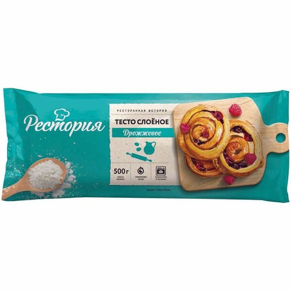 Тесто Рестория слоёное дрожжевое 500 г