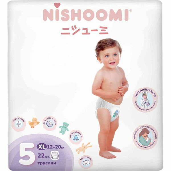 Подгузники-трусики Nishoomi детские XL 12-20 кг 22 шт