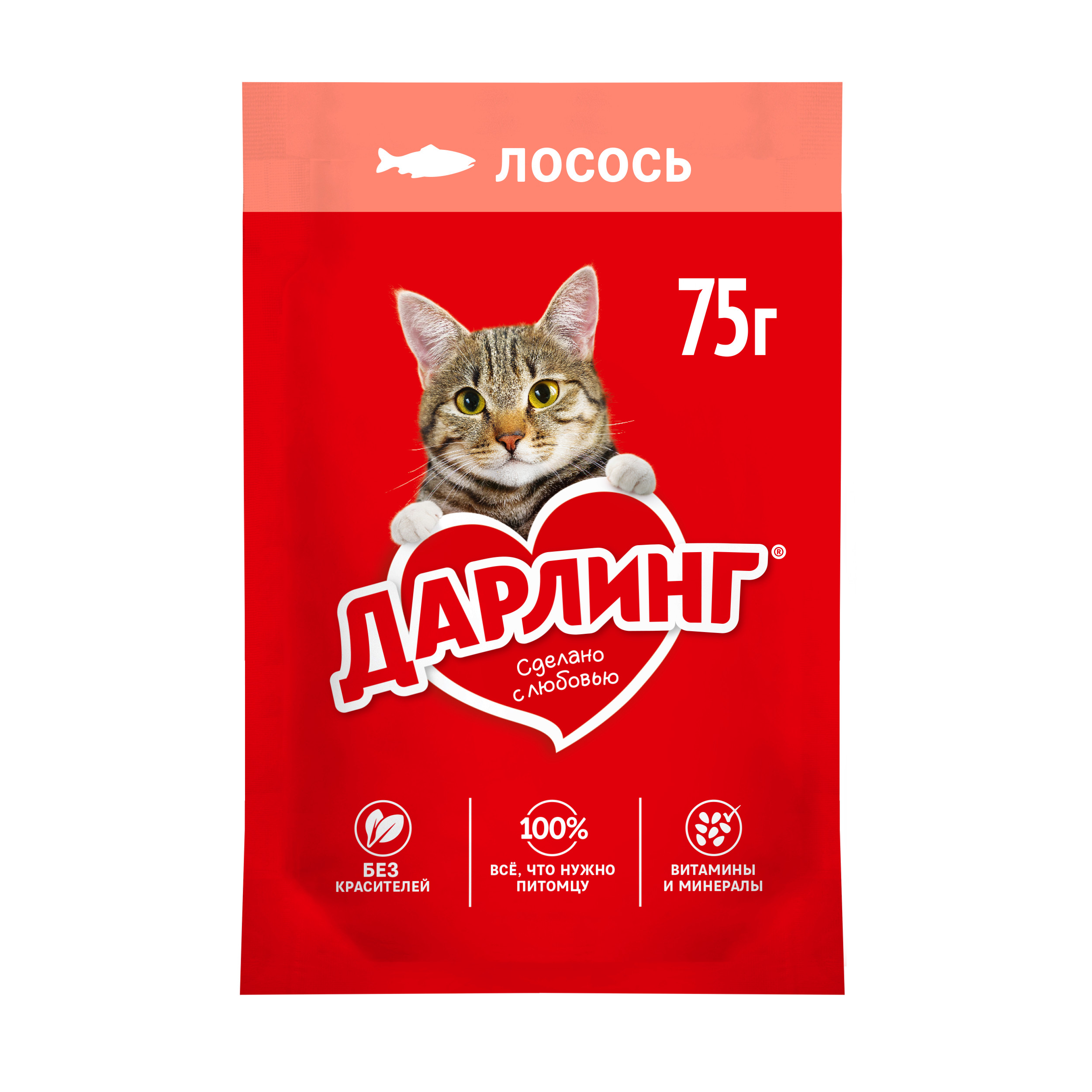 

Влажный корм Дарлинг для взрослых кошек с лососем в подливе 75 г