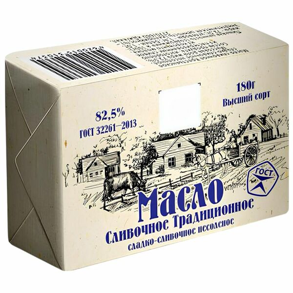 Масло сливочное Традиционное несоленое 82.5% 180 г