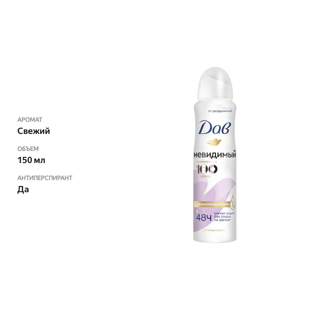 

Антиперспирант-спрей Dove Невидимый 150 мл