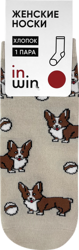 

Носки женские Inwin корги бежевые арт. 39-19ЛС р. 23–25