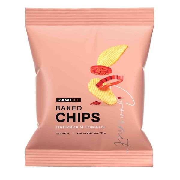 Чипсы протеиновые R.A.W.Life Gourmet Baked chips Паприка и томаты 35 г