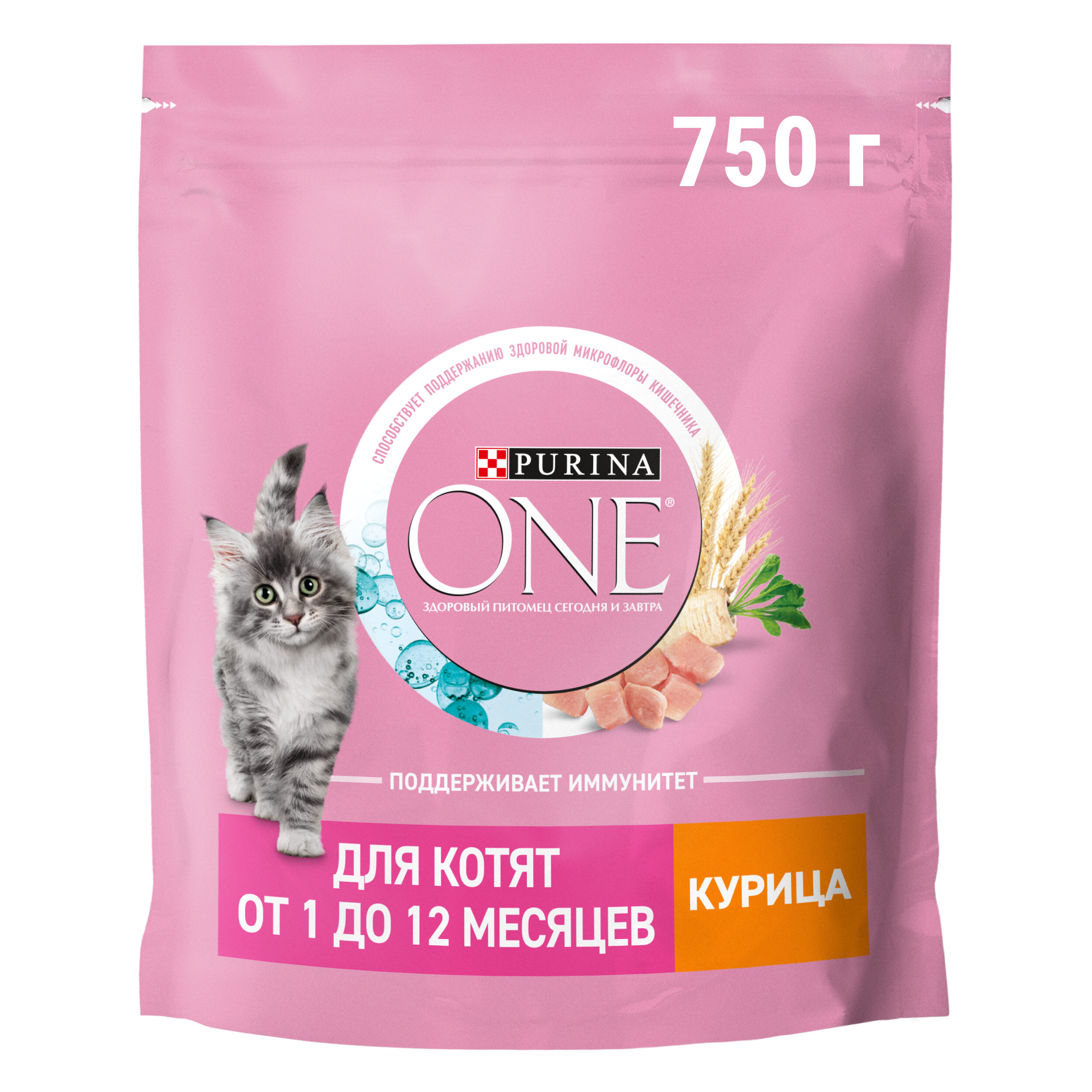 

Сухой корм Purina One полнорационный для котят от 1 до 12 месяцев, с высоким содержанием курицы, 750 г
