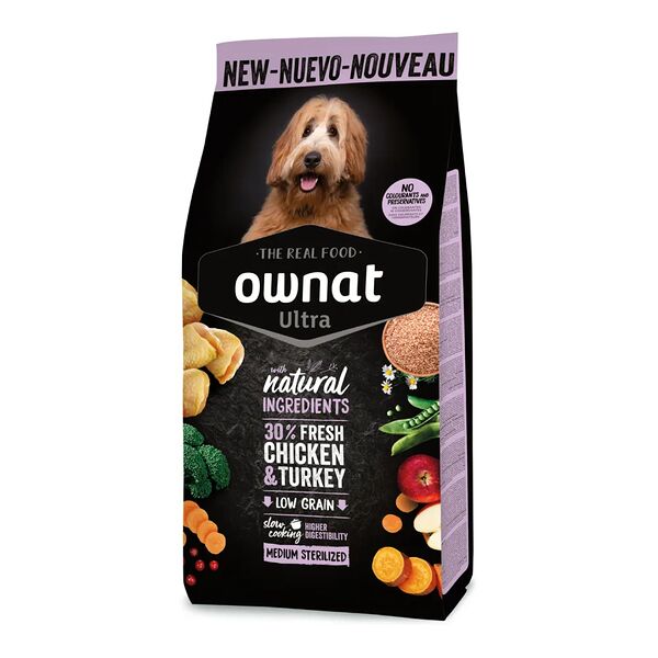 Корм сухой Ownat Ultra для стерилизованных собак крупных пород с курицей и индейкой 3 кг 