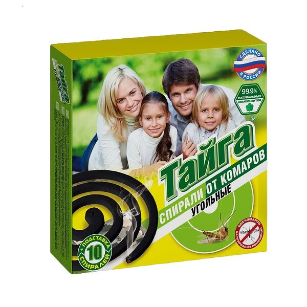 Спираль Тайга от комаров угольная, 10 шт