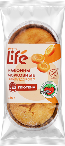 Маффин Лента Life Морковный без глютена замороженный 2 шт. 180 г