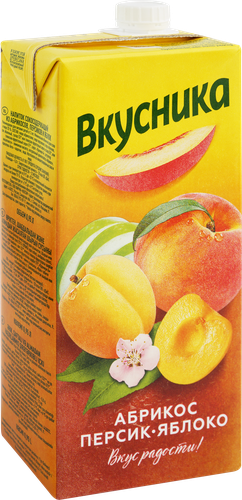 

Напиток сокосодержащий Вкусника из абрикосов, персиков и яблок т/п 0,95 л