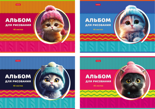 

Альбом для рисования Hatber ЛапУшки в шапочках на скобе 40 л 1 шт в ассортименте