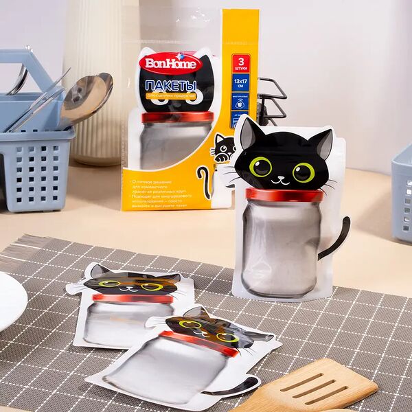 Пакеты для сыпучих, BonHome, 13х17 см, 3 шт., в ассортименте