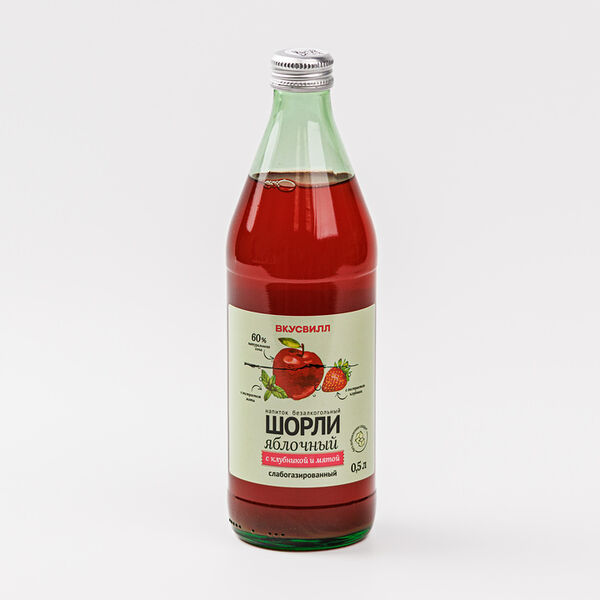 Напиток ВкусВилл Шорли яблочный с клубникой и мятой 500 мл