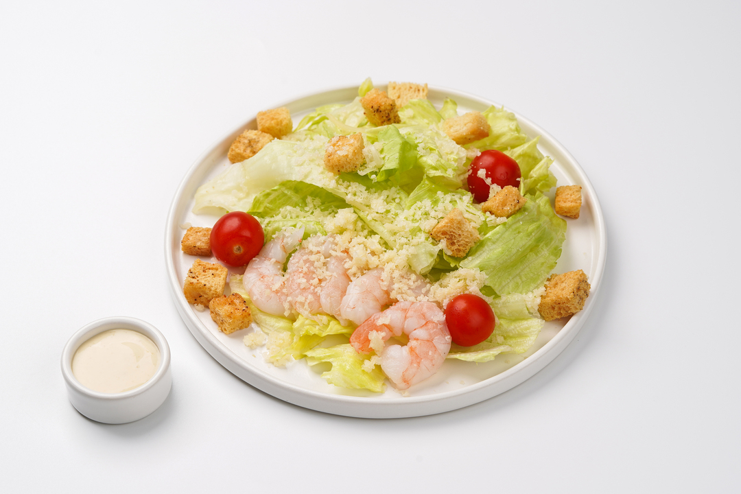 

Салат Цезарь ВкусВилл с креветками 155 г