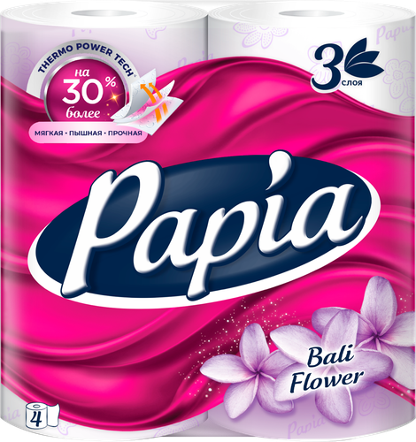 

Туалетная бумага Papia Bali Flower 3 слоя 4 рулона