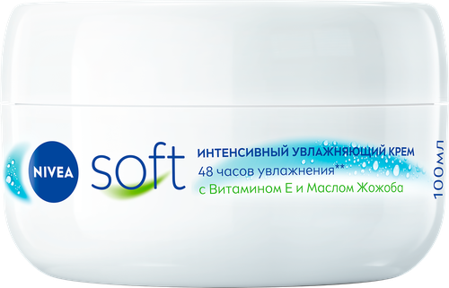 

Крем Nivea Soft для лица, рук и тела интенсивный увлажняющий с маслом жожоба и витамином Е 100 мл