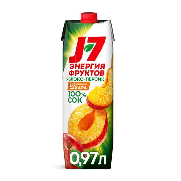 Сок J7 Яблоко-Персик 0.97 л