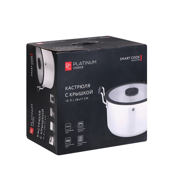 

Кастрюля Platinum choice Smart Cook, нержавеющая сталь, силикон, 10 л, Арт. LF-SS6