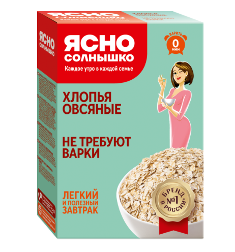 

Хлопья овсяные Ясно Солнышко не требующие варки 400 г