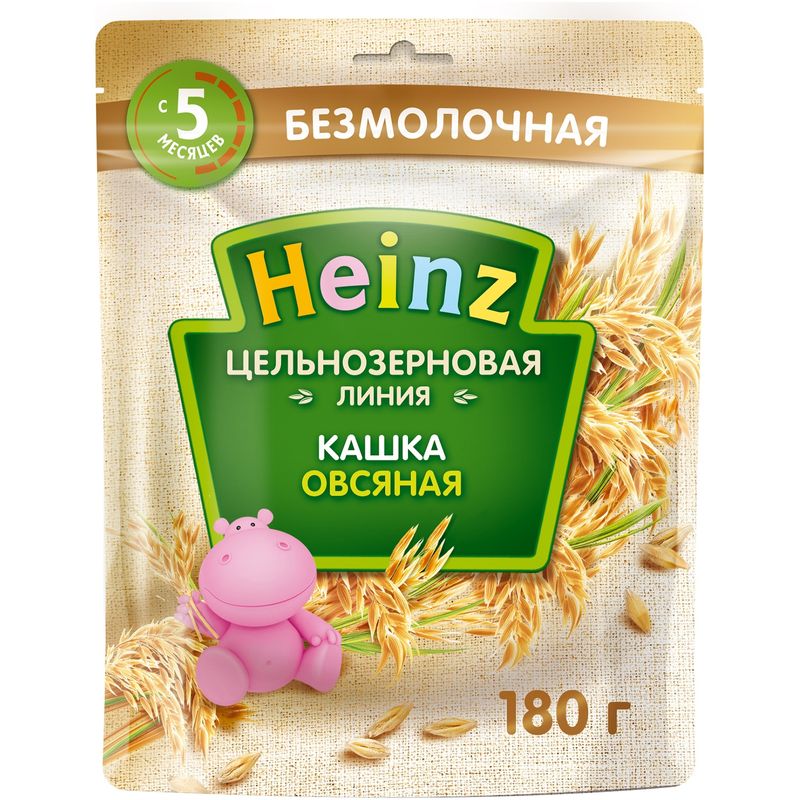

Каша Heinz цельнозерновая линия овсяная безмолочная с 5 месяцев 180 г