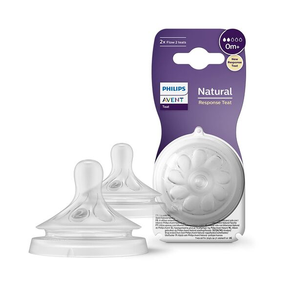 Avent Philips 2x Natural Response Teats, no-drip, anti-colic, 0m+