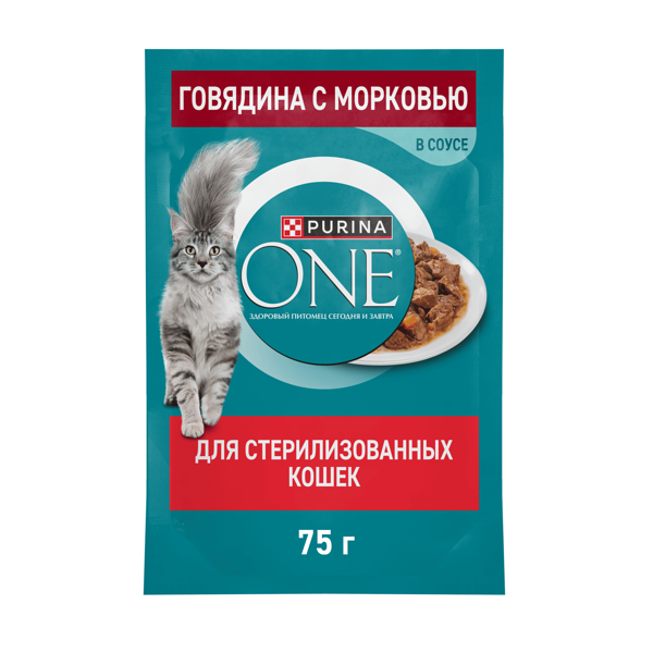 Влажный корм Purina One для стерилизованных кошек с говядиной и морковью 75 г