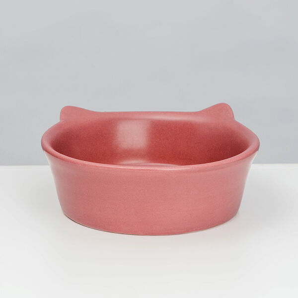 Миска с ушками керамическая Rurri для кошек и собак Абстракция розовый 250 мл