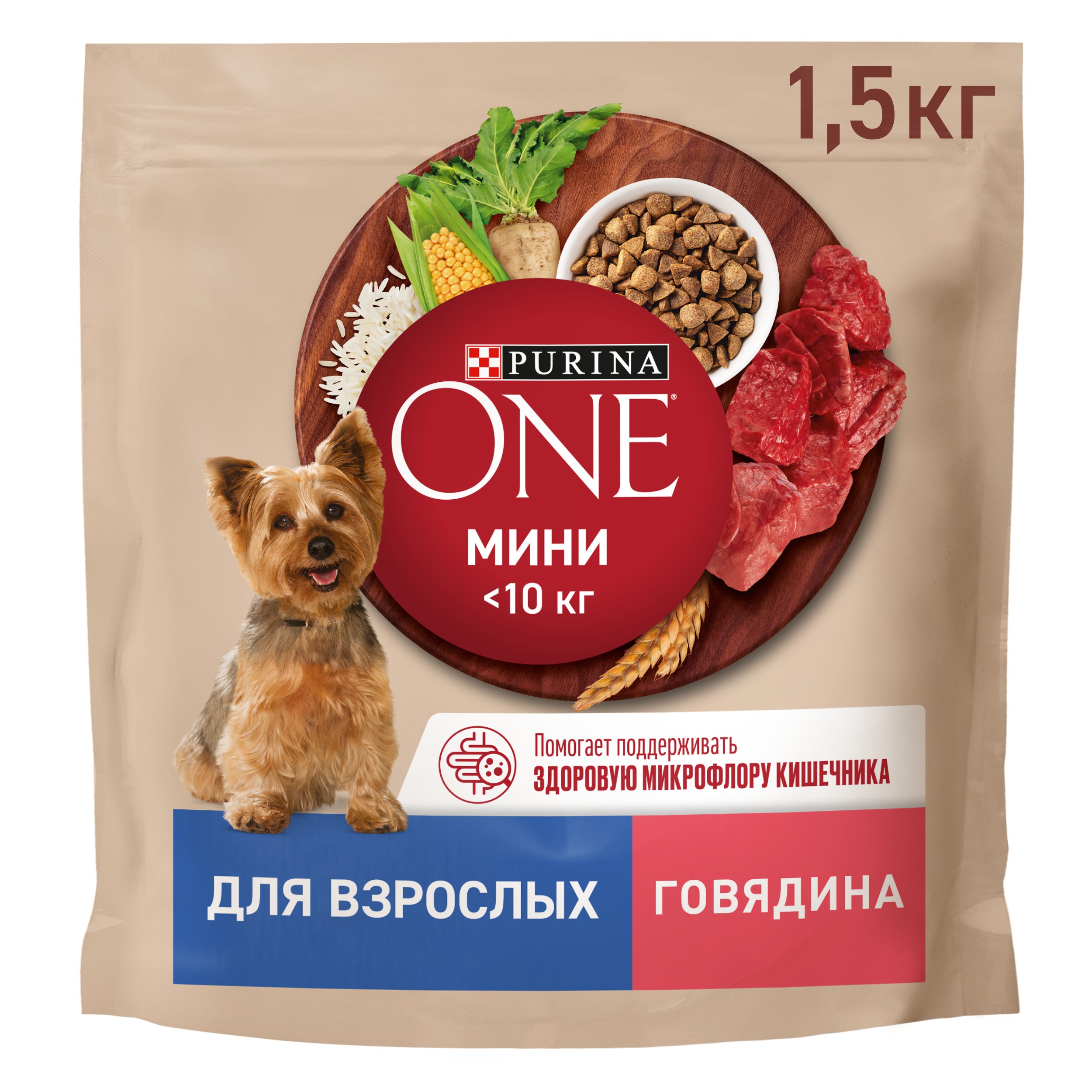 

Сухой корм Purina One Mini для взрослых собак со вкусом говядины 1.5 кг