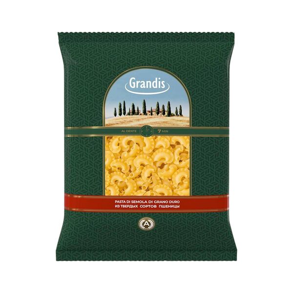 Макаронные изделия Grandis Гребешки гр А в/с 900г