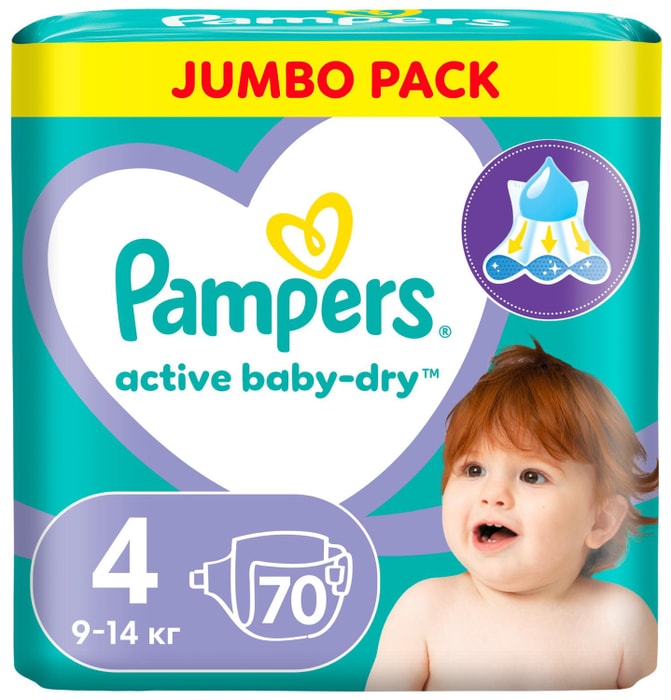 

Подгузники Pampers Active Baby-Dry 4 9-14 кг, 70 шт
