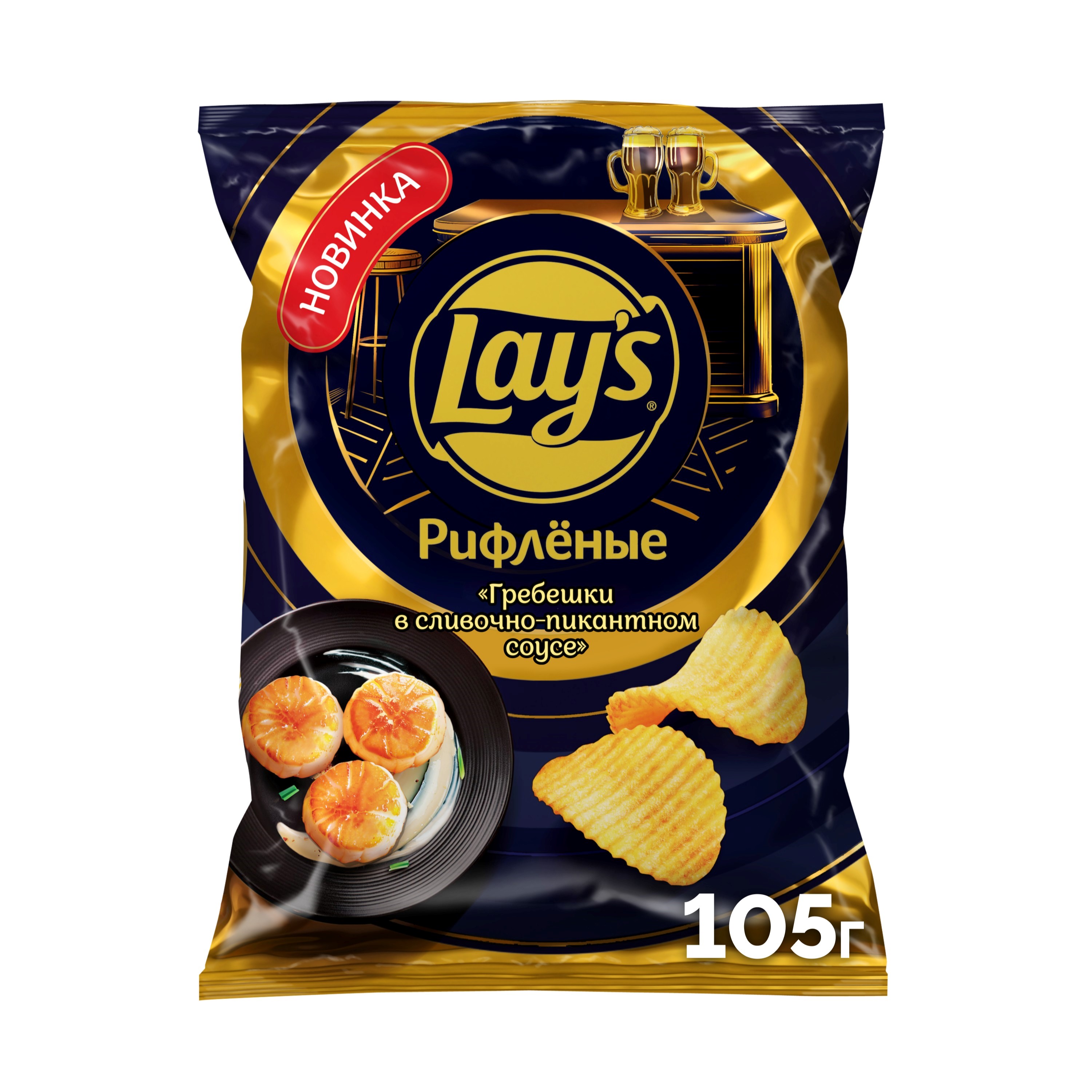 

Картофельные чипсы Lay's рифленые со вкусом Гребешки в сливочно-пикантном соусе 105 г