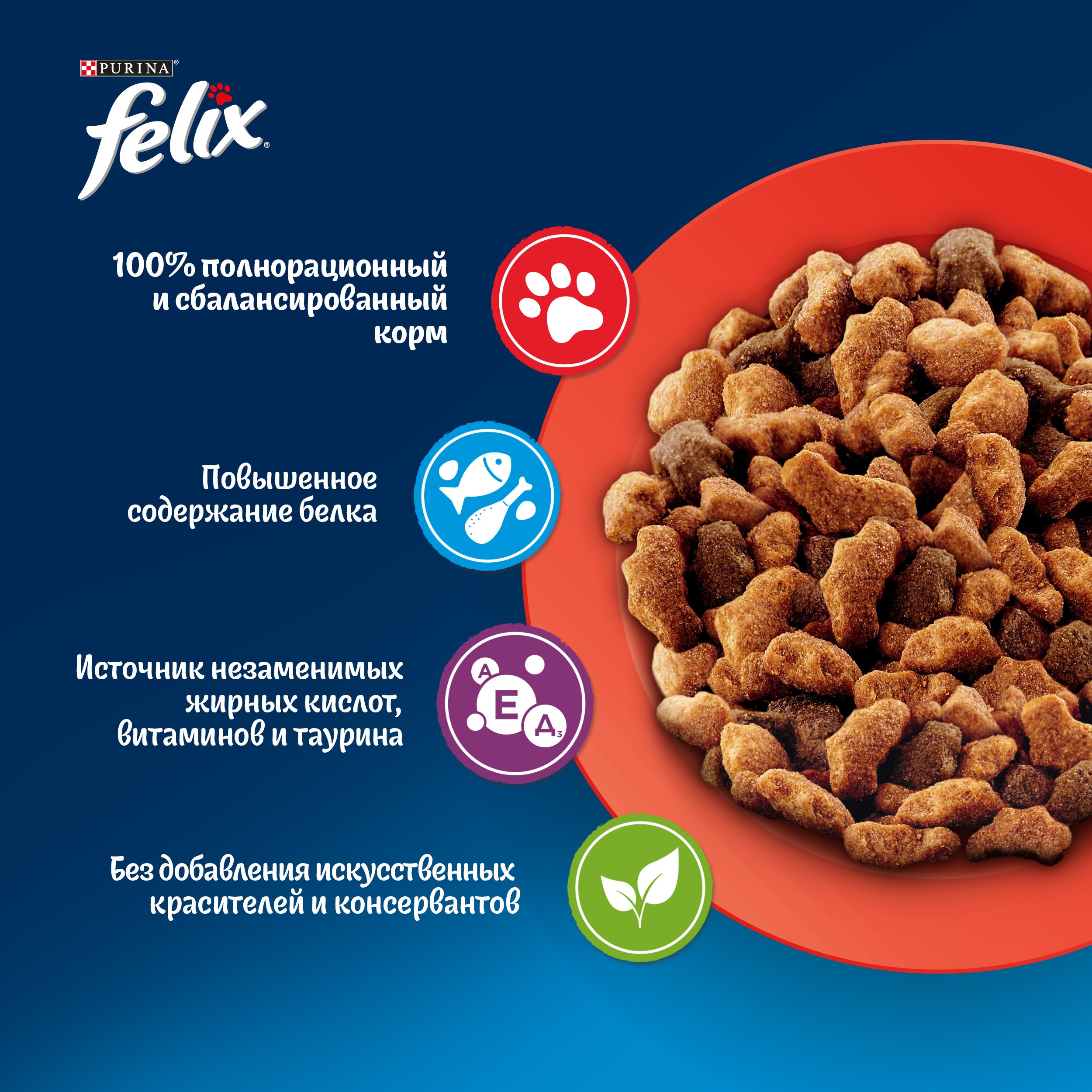 

Сухой корм Felix Мясное объедение для взрослых кошек с говядиной 600 г