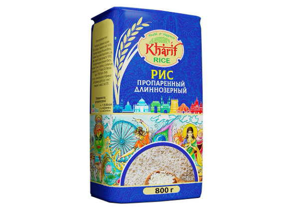 Рис Kharif длиннозерный пропаренный 800 г