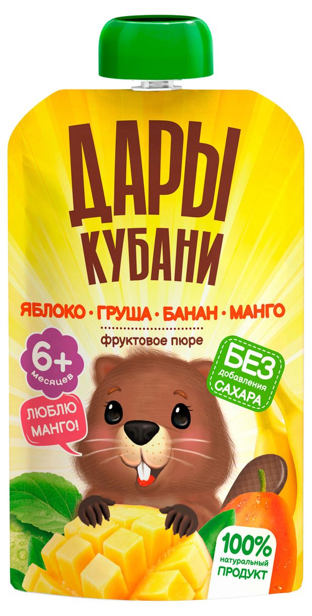 

Пюре Дары Кубани яблоко, груша, банан и манго 90 г