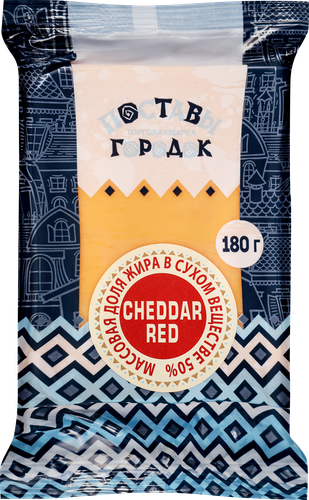 

Сыр твердый Поставы городок Cheddar Red 50% 180 г