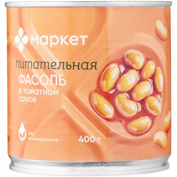 Фасоль Маркет Перекрёсток белая в томатном соусе, 400 г