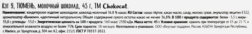 

Шоколад молочный Chokocat Тюмень с магнитом 45 г