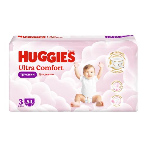 

Подгузники-трусики Huggies Ultra Comfort для девочек 3-M 6-11 кг 54 шт.