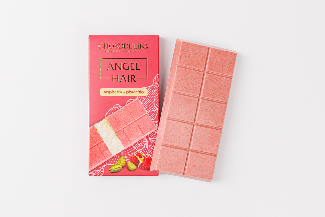 

Шоколад белый Chokodelika Аngel Hair с начинкой малина-фисташка 150 г