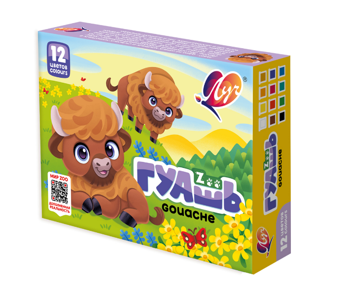 

Краски Гуашь Луч Zoo 12 цветов дизайн упаковки в ассортименте