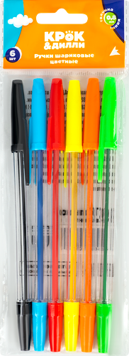 Набор ручек шариковых Крок&Дилли 6 цветов, 6 шт.