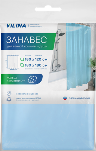 

Штора для ванной V-Line 180x180 см цвет в ассортименте