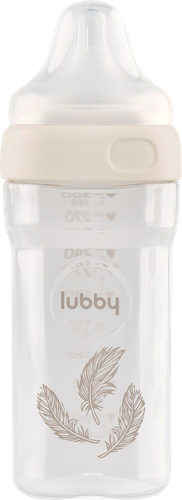 

Бутылочка для кормления Lubby Геометрия с молочной соской и широким горлом с 3 месяцев 300 мл
