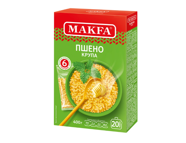 

Крупа пшено Makfa шлифованное 6 порций 400 г