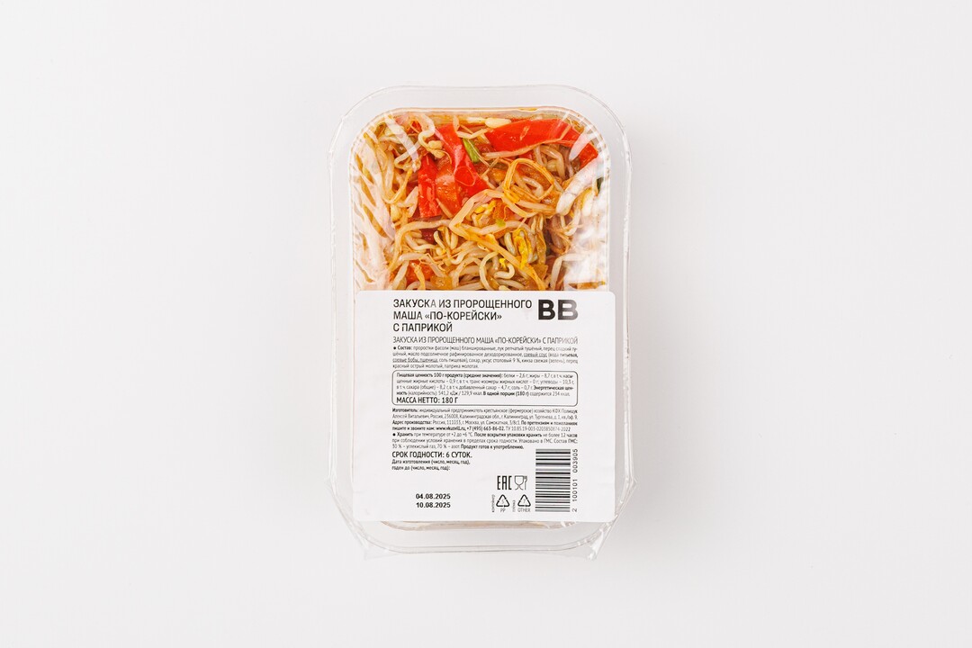 

Закуска ВкусВилл из пророщенного маша по-корейски с паприкой 180 г