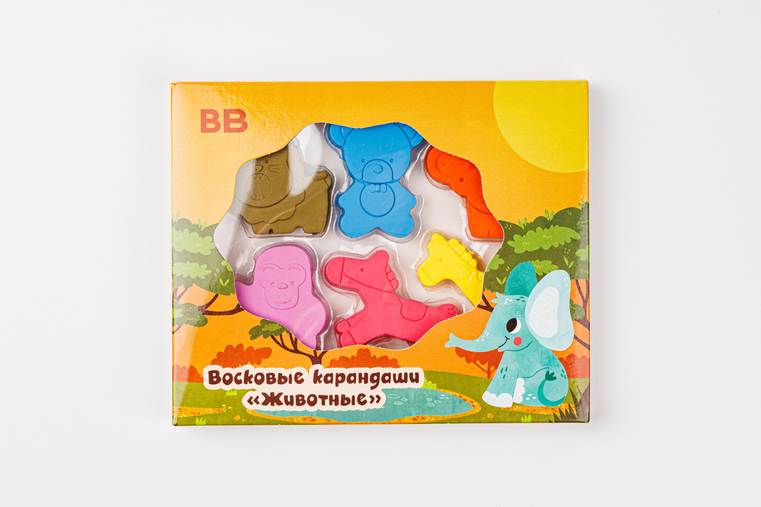 

Восковые карандаши ВкусВилл Животные 6 шт.