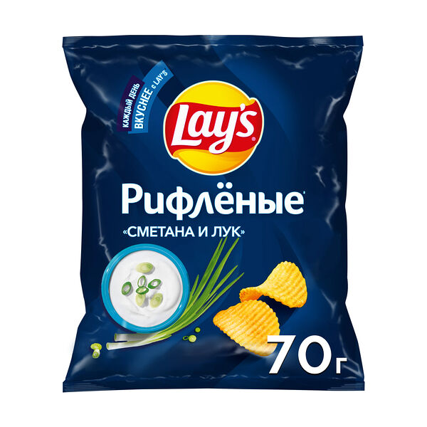Картофельные чипсы Lay's Рифленые Сметана и Лук 70 г
