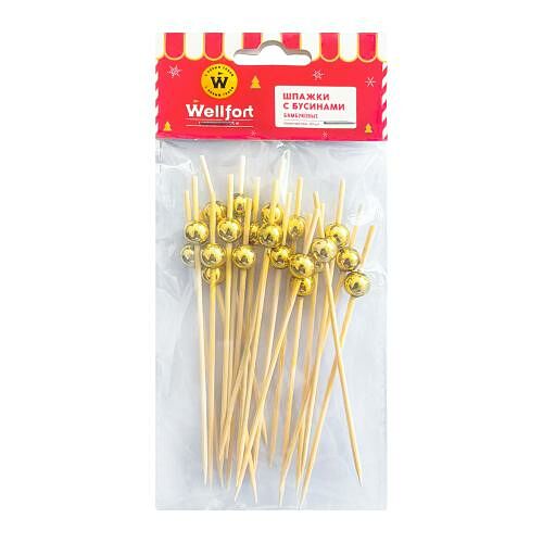 Бамбуковые шпажки Wellfort с бусинами 20 шт