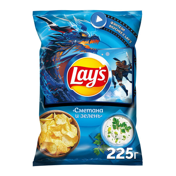 Картофельные чипсы Lay's Сметана и Зелень 225 г