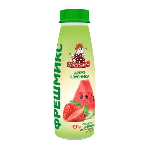 

Напиток сывороточный Пестравка пастеризованный с соком арбуза и клубники 270 мл