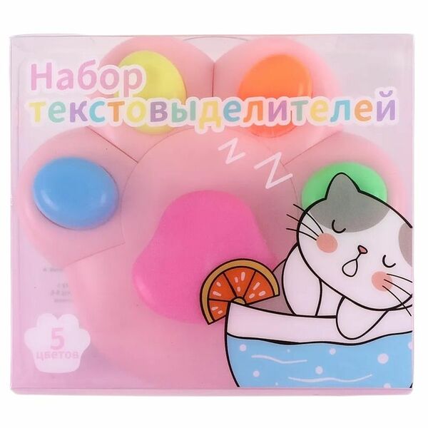 Набор текстовыделителей Котики 5 цветов